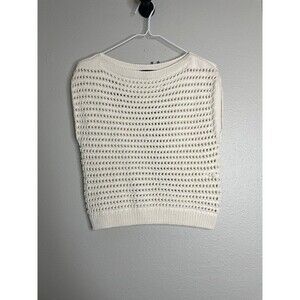 Broadway 38 Cream Open Knit Sweater Medium Lightweight Crochet Top
